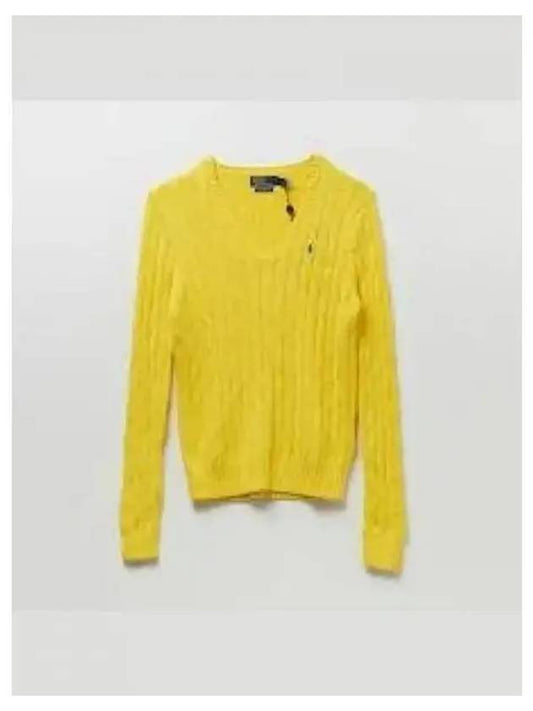 30 points W cable knit cotton V neck sweater yellow - POLO RALPH LAUREN - BALAAN 2