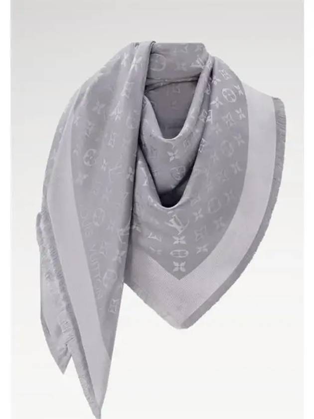 Monogram Wool Silk Scarf Grey - LOUIS VUITTON - BALAAN 3