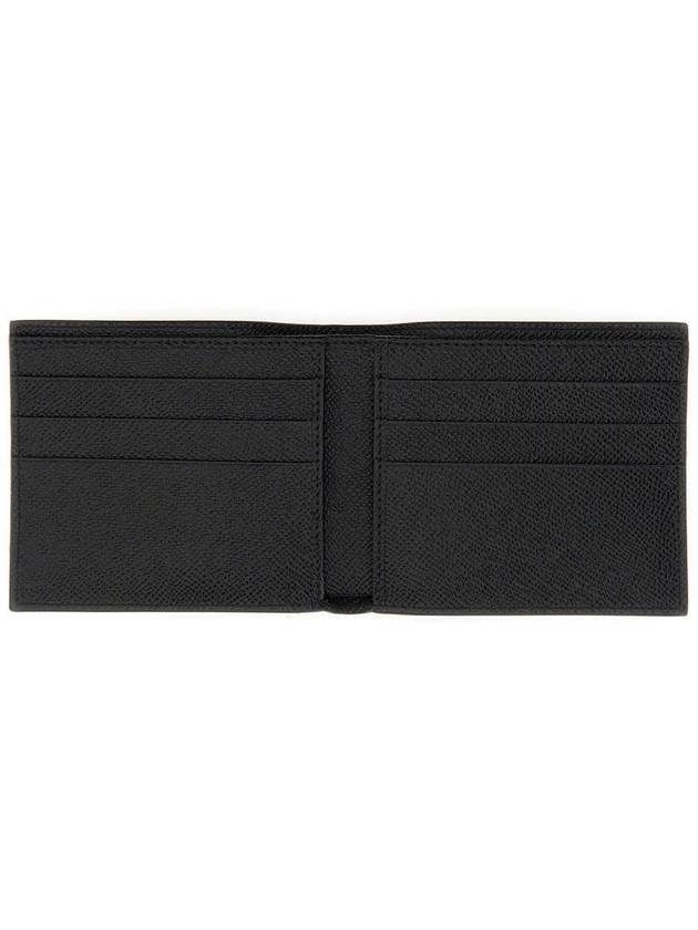 Logo Plaque Calf Leather Half Wallet Black - DOLCE&GABBANA - BALAAN 4