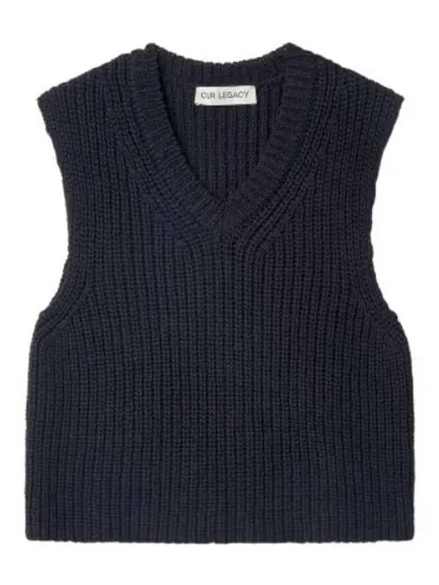 Chunky Ribbed Intact Vest Navy - OUR LEGACY - BALAAN 1