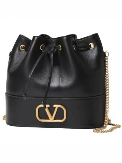 V Logo Signature Small Bucket Bag Black - VALENTINO - BALAAN 2