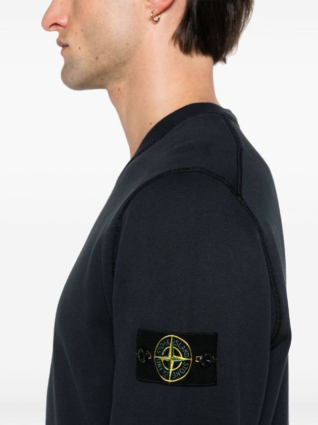 Organic Cotton Fleece Sweatshirt Navy Blue - STONE ISLAND - BALAAN 6