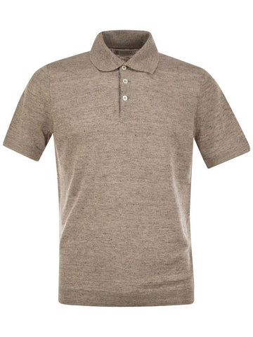 Linen and cotton knit polo shirt - BRUNELLO CUCINELLI - BALAAN 1