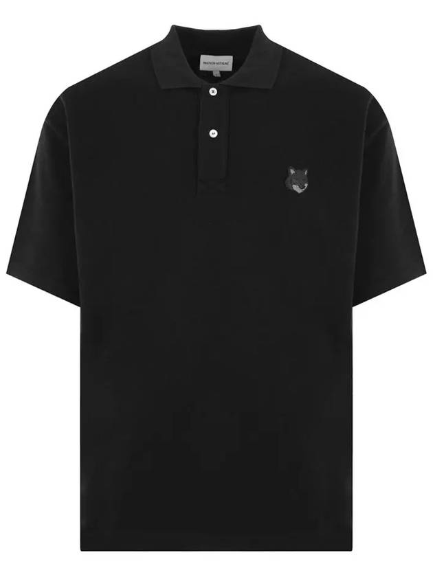 Bold Fox Head Patch Oversized Polo Shirt Black - MAISON KITSUNE - BALAAN 3