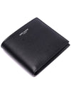 Classic Logo Textured Leather Half Wallet Black - SAINT LAURENT - BALAAN 6