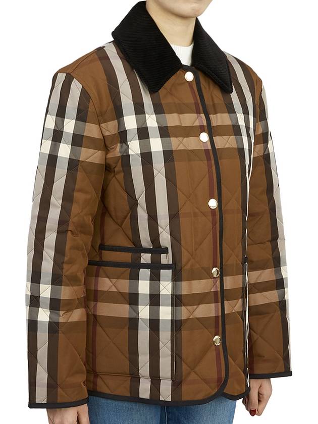 Women's Check Diamond Quilted Jacket Brown - BURBERRY - BALAAN.