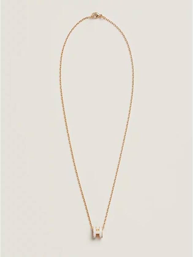 Mini Pop H Pendant Necklace Gold Blanc White - HERMES - BALAAN 3