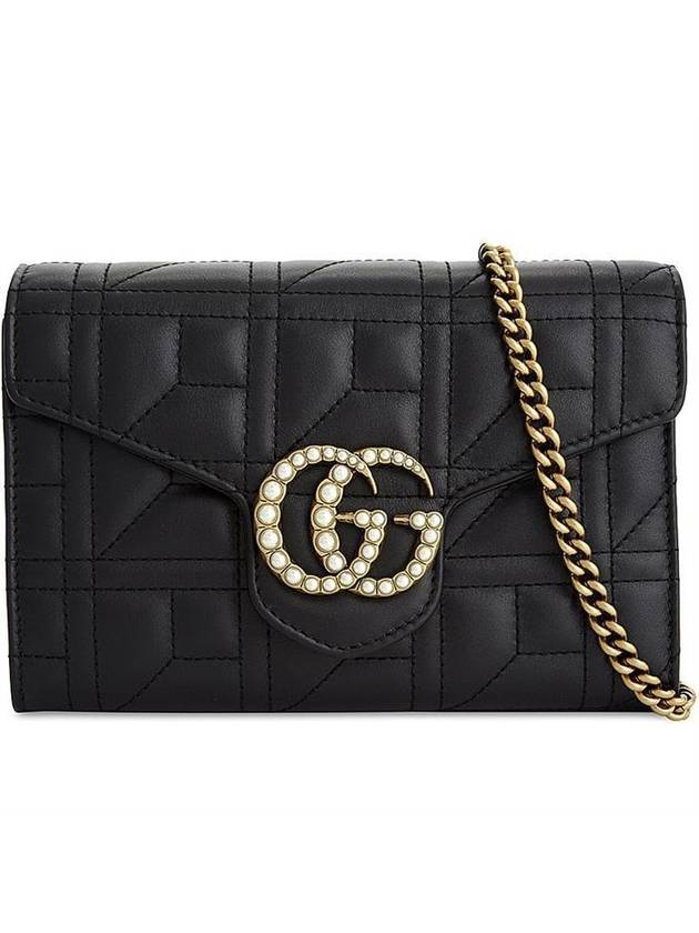 Pearl GG Marmont Matelasse Mini Shoulder Bag Black - GUCCI - BALAAN 3