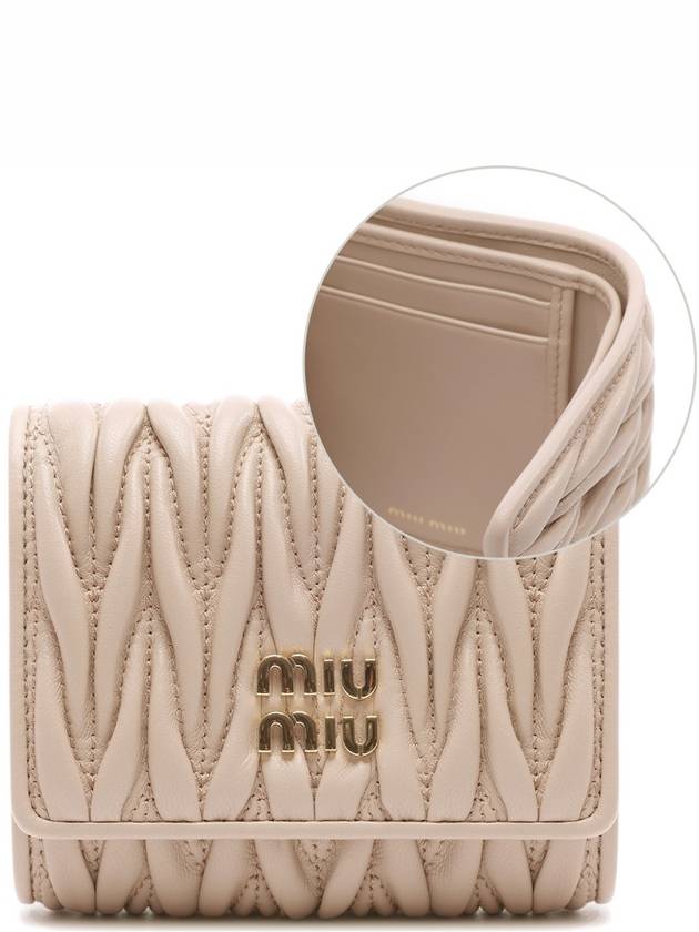 Matelasse Logo Nappa Leather Half Wallet Powder Pink - MIU MIU - BALAAN 3