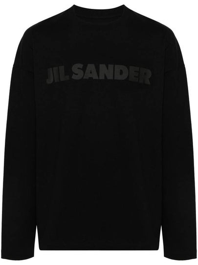 Logo Print Cotton Long Sleeve T-Shirt Black - JIL SANDER - BALAAN 2