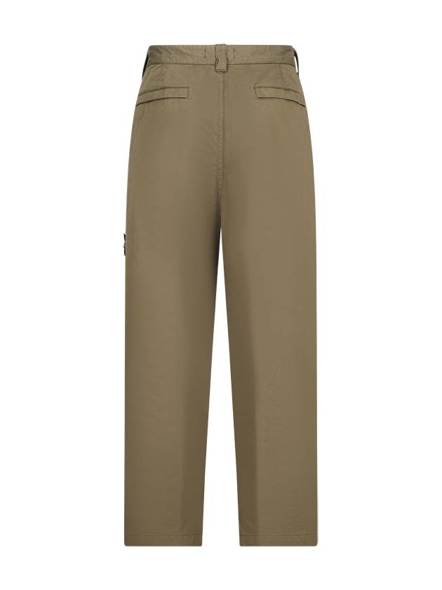 Logo Patch Stretch Straight Pants Military Green - STONE ISLAND - BALAAN 3