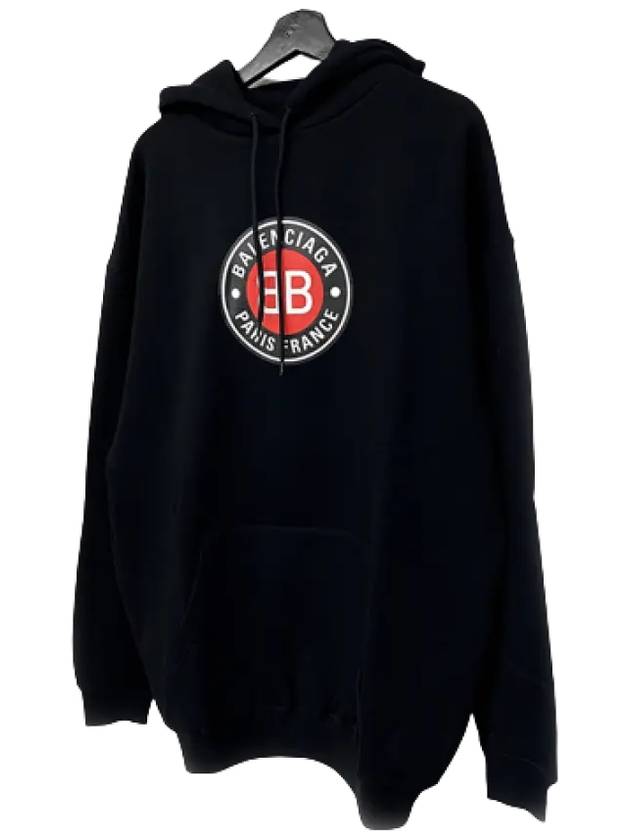 BB Logo Round Print Hoodie Black - BALENCIAGA - BALAAN 3