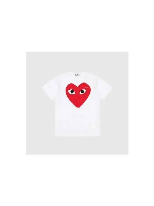 Men's Black Eye Red Double Heart Short Sleeve T-Shirt P1 T026 1 White - COMME DES GARCONS - BALAAN 2