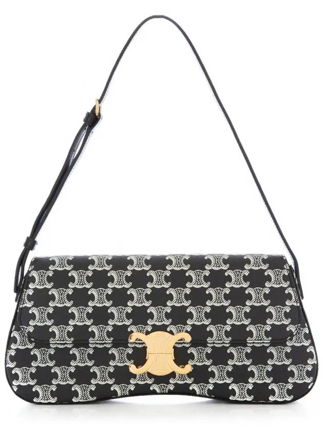 Medium Lola Triomphe Canvas Two-Tone Shoulder Bag Black - CELINE - BALAAN 2