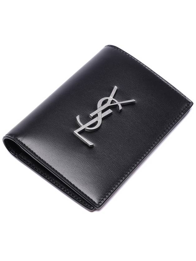 Men's Silver Monogram Fold Half Wallet Black - SAINT LAURENT - BALAAN 6