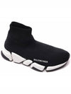 Women's Speed 2.0 Trainer Black Knit White Sole High Top Sneakers Black - BALENCIAGA - BALAAN 4