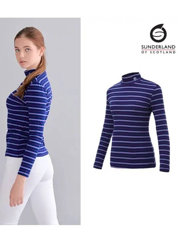 double stripe shirring spandex neck polar long sleeve t-shirt 16532TS11 - SUNDERLAND - BALAAN 3