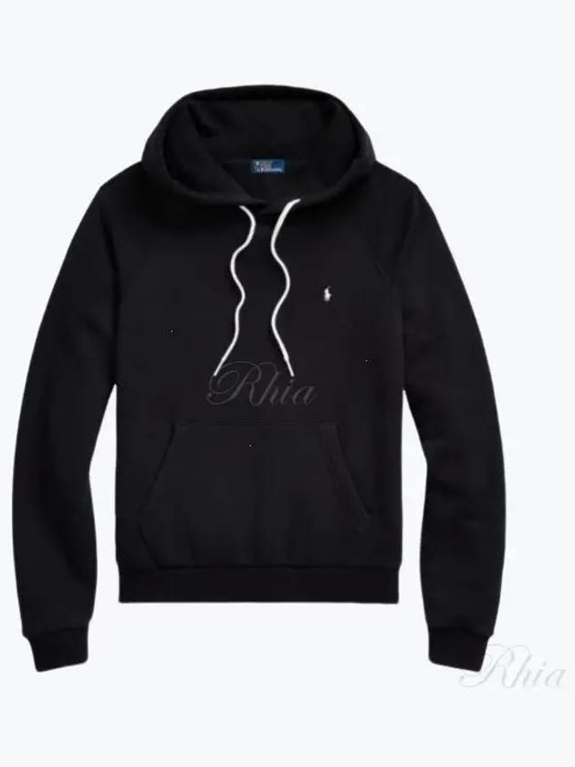 Embroidered Logo Cotton Blend Jersey Hoodie Black - POLO RALPH LAUREN - BALAAN 2