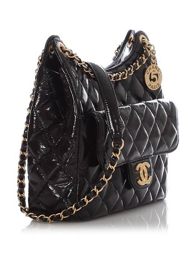 Shiny Calfskin Hobo Bag Medium Black Cross Bag AS4322 - CHANEL - BALAAN 7