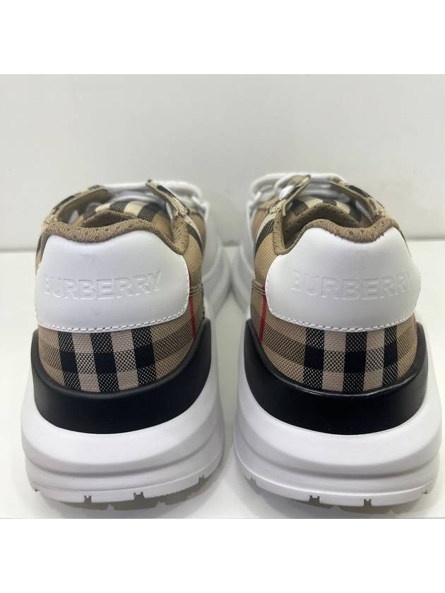 Vintage Check And Leather Sneakers White Archive Beige - BURBERRY - BALAAN 10