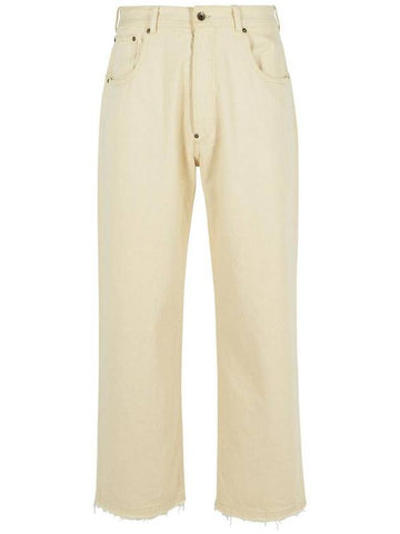 Maison Margiela 'Cropped' Beige Cotton Jeans - MAISON MARGIELA - BALAAN 1