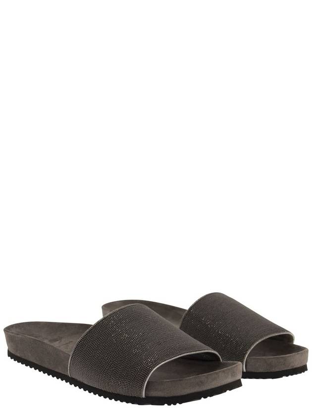 Monili Strap Suede Slippers Grey - BRUNELLO CUCINELLI - BALAAN 5