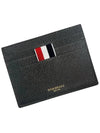 Pebble Calfskin 4-Bar Applique Note Card Wallet Dark Grey - THOM BROWNE - BALAAN.