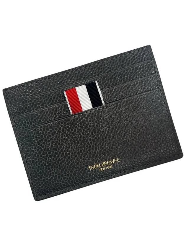 Pebble Calfskin 4-Bar Applique Note Card Wallet Dark Grey - THOM BROWNE - BALAAN 4