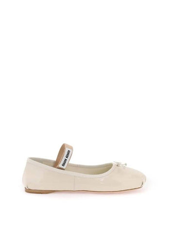 Patent Leather Ballerinas Beige - MIU MIU - BALAAN 1