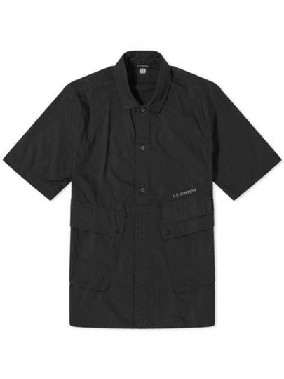 Cotton Popeline Pocket Short Sleeve Shirt Black - CP COMPANY - BALAAN 2