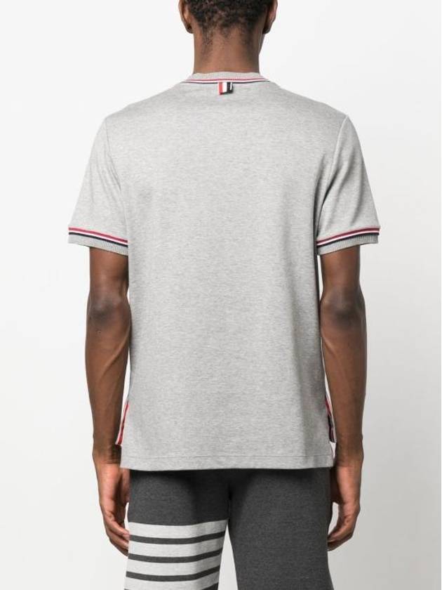 RWB Trimmed Cotton Short Sleeve T-Shirt Grey - THOM BROWNE - BALAAN 5