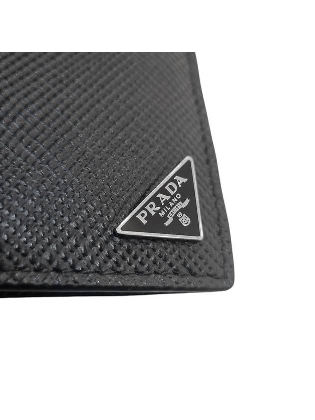 2MV412 Black Saffiano Silver Triangular Logo Passport Wallet - PRADA - BALAAN 7