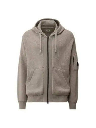 Re Wool Knit Hooded Zipped Cardigan Grey - CP COMPANY - BALAAN 1