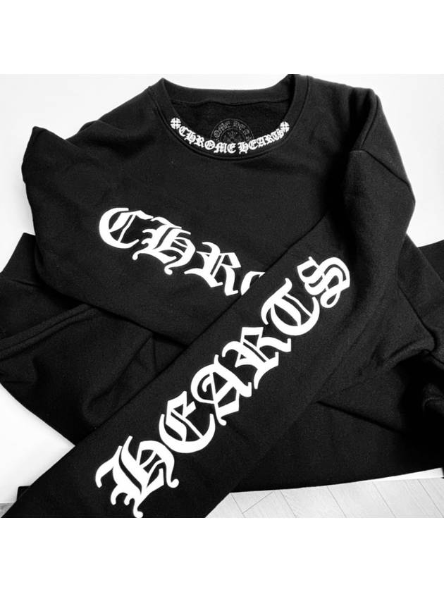 Neck Logo Crew Sweatshirt Men Women Black 270739 - CHROME HEARTS - BALAAN 1