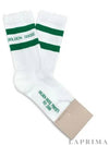 Distressed Finish Green Stripe Logo Socks White - GOLDEN GOOSE - BALAAN.