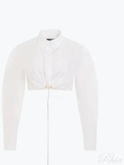 La Chemise Plidao Crop Shirt White - JACQUEMUS - BALAAN 2