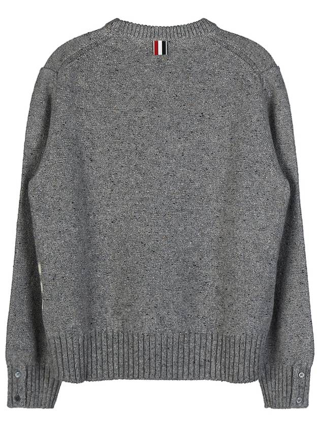 Donegal 4-Bar Striped Crew Neck Wool Knit Top Light Grey - THOM BROWNE - BALAAN 3