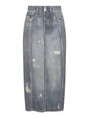 Print Rib Cotton Denim H-Line Skirt Blue - ACNE STUDIOS - BALAAN 2