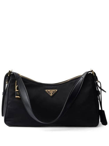 Amiee Large Re-Nylon Leather Shoulder Bag Black - PRADA - BALAAN 1