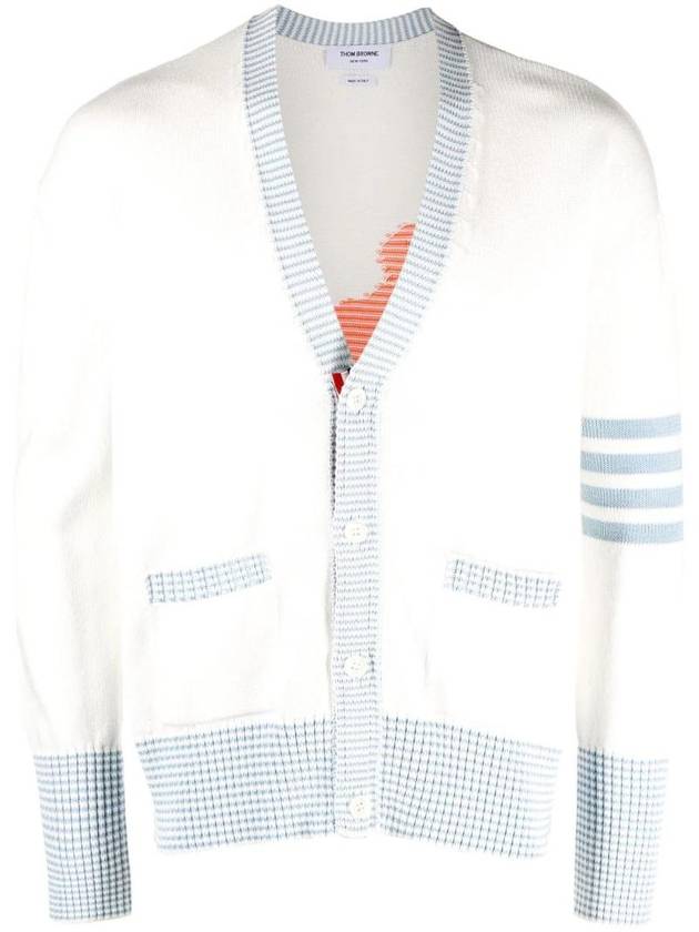 Hector Intarsia Cotton Cardigan Navy - THOM BROWNE - BALAAN 1