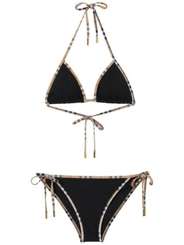 Vintage Check Trim Triangle Bikini Black - BURBERRY - BALAAN 1