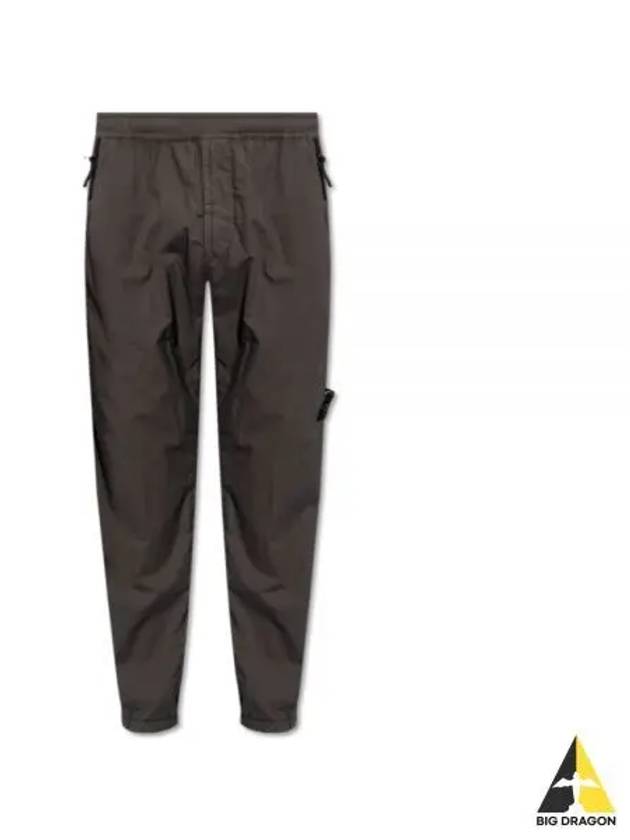 Logo Patch Tapered Cotton Track Pants Charcoal - STONE ISLAND - BALAAN 2