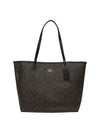 Signature Canvas Tote Bag Brown Black - COACH - BALAAN 1