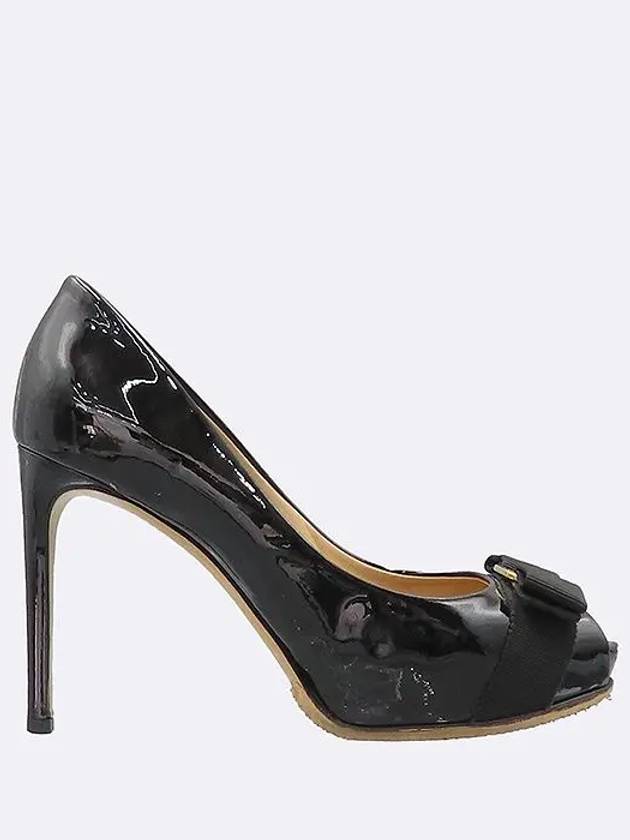 Ferragamo Black Color Patent Leather Vara Open Toe Women s High Heels - SALVATORE FERRAGAMO - BALAAN 3