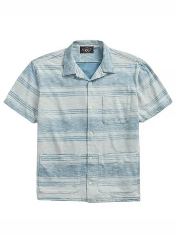 Indigo Striped Jersey Short Sleeves Shirt Blue - POLO RALPH LAUREN - BALAAN 1