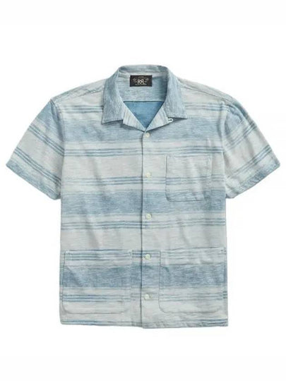 Indigo Striped Jersey Short Sleeves Shirt Blue - POLO RALPH LAUREN - BALAAN 2