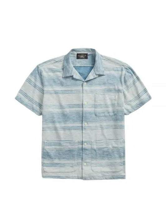 Indigo Striped Jersey Short Sleeves Shirt Blue - POLO RALPH LAUREN - BALAAN 1