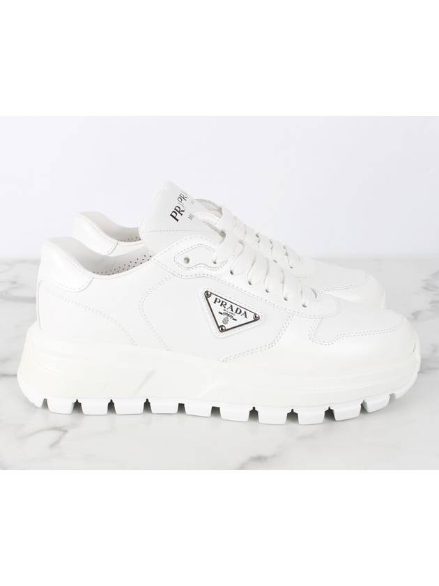 Triangular logo spazzolato sneakers white 37 5 245 - PRADA - BALAAN 7