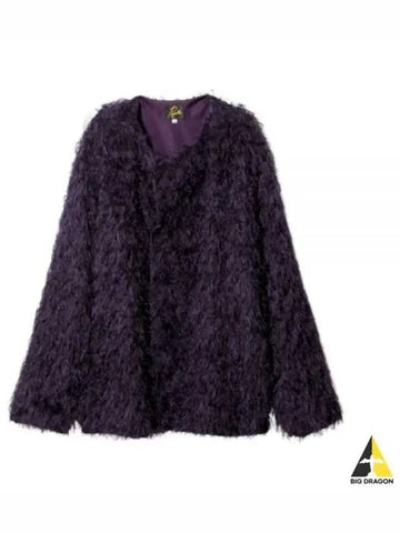 Snap Cardigan Jacket PER Argyle Fringe Jq PURPLE NS121 - NEEDLES - BALAAN 1