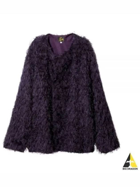argyle fringe snap cardigan purple - NEEDLES - BALAAN 2